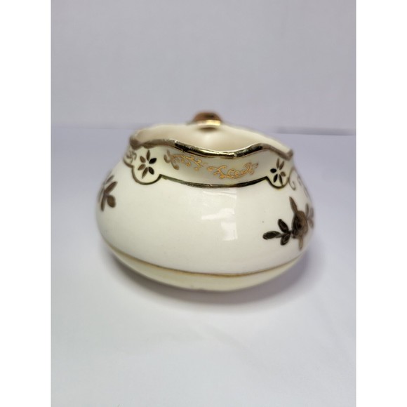 Antique Moriyama Mori Machi Creamer Hand Painted Floral Ivory Gold 1920s Japan - Picture 6 of 13